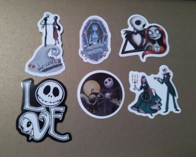 6 Nightmare before Christmas Stickers. "Sally's True Love with Jack"