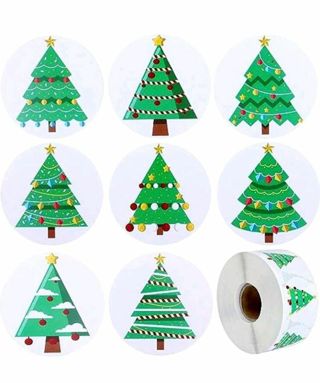 ⛄(8) 1.15" CHRISTMAS TREE STICKERS!!⛄