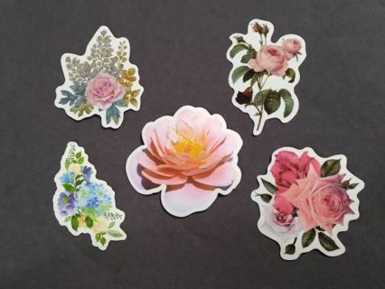 5 Vinyl Stickers Flowers