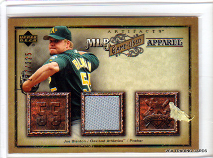 Joe Blanton, 2006 Upper Deck Artifacts GU RELIC Baseball Card #MLB-JD, Oakland Athletics /325, (l1