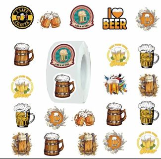 ↗️⭕(10) 1" I ❤️ BEER STICKERS!!⭕