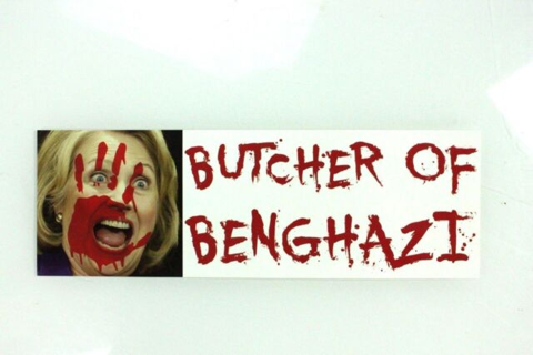 1 NEW Butcher of Benghazi Hillary Clinton Sticker Car Bumper Sticker Funny Novelty