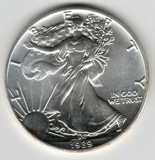 1989 American Liberty Silver Dollar 1 troy ounce .999 Fine Silver