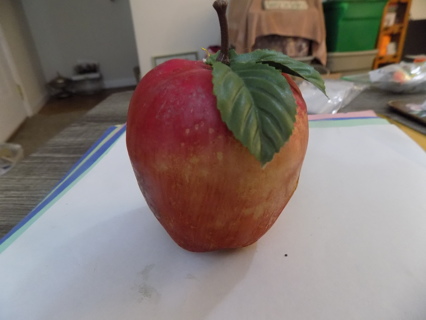 3 1/2 inch tall apple for a fruit bowl with silk flower leaves