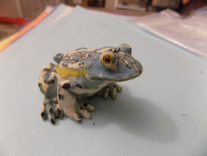 2 1/2 inch blue, white and green ceramic frog