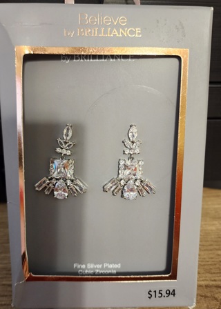 NEW - Believe by Brilliance - Silver Plated Dangle Earrings - retail $15.94