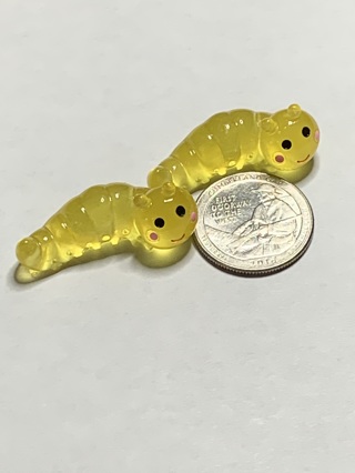 CATERPILLARS~#9~YELLOW~SET OF 2~GLOW IN THE DARK~FREE SHIPPING!