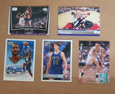 5 card basketball lot, hall of fame, autograph, rookies