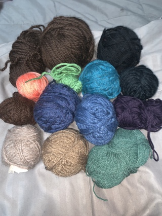 ONE POUND ASSORTED MYSTERY YARN ( partial skeins, cakes etc )