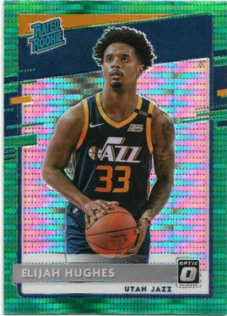 2020-21 DONRUSS OPTIC ELIJAH HUGHS GREEN PULSAR PRIZM REFRACTOR ROOKIE CARD