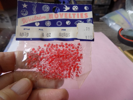 NIP Vintage Westrim Novelties clear with red centers seed beads