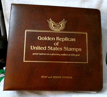 Golden Replicas of  U.S. Stamps Album with 31 Gold Stamps.