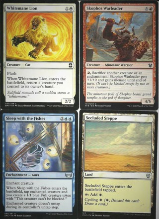 4 MTG Cards:  Sleep with the Fishes Streets of New Capenna 061/281 U 2023 Secluded Steppe 163 U ++ 