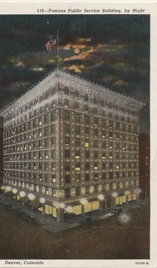 Vintage Used Postcard: Linen: Public Service Building, Denver, CO