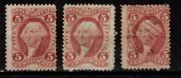 US 5-Cent Revenue Stamps from 1800s