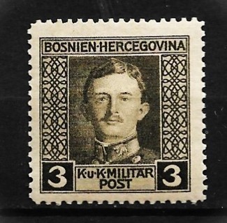 Rare 1914 Bosnia Herzegovina Emperor Karl I Uncancelled Stamp