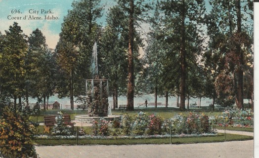 Vintage Used Postcard: 1929 City Park, Couer d'Alene, ID