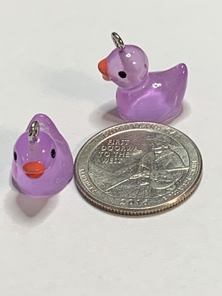 ❤DUCKS~#23~PURPLE~CHARMS & GLOW IN THE DARK~SET OF 2 CHARMS~FREE SHIPPING❤