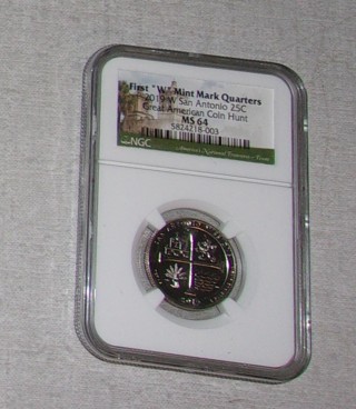 NGC  MS64 2019 W West Point San Antonio (Great American Coin Hunt) Quarter