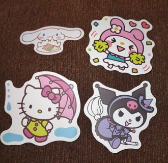 Kawaii Sanero Emoji laptop computer stickers Hello Kitty, Kuromi, Twins star & Pom Pom