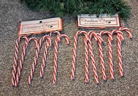 Candy Cane Plastic ORNAMENTS, Set of 11