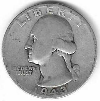 1943 Washington Quarter 90% Silver U.S. 25 Cent Coin