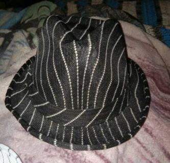 Black fedora pinstripe gangster pimp professional hat