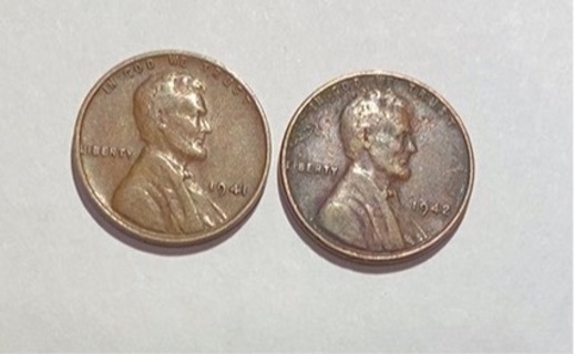 1941 & 1942 LINCOLN WHEAT CENTS 