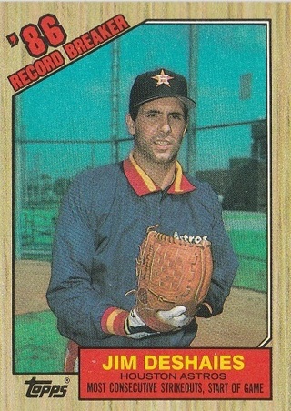 1987 Topps baseball Jim Deshaies Record Breaker