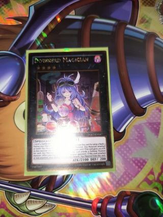 Gold Secret Rare Holo xyz Yugioh card Downerd Magician