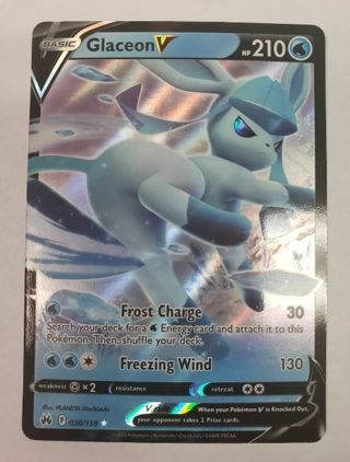 NM Ultra Rare Glaceon V 2 Pokemon card TCG SWSH