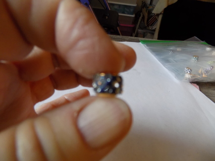 Dark Navy Blue crystal rhinestone pave Euro Bead # 2