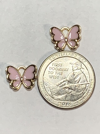 BUTTERFLY CHARMS~#40~LIGHT PINK~SET OF 2 CHARMS~FREE SHIPPING!