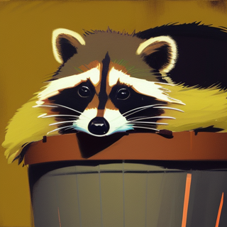 Listia Digital Collectible: Raccoon on a Trash Can