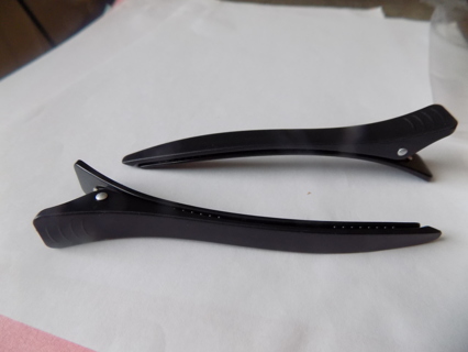 Pair black plastic hair clips about 5 inch