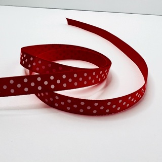 Red White Polka Dot Satin 3/8” Wide Ribbon 