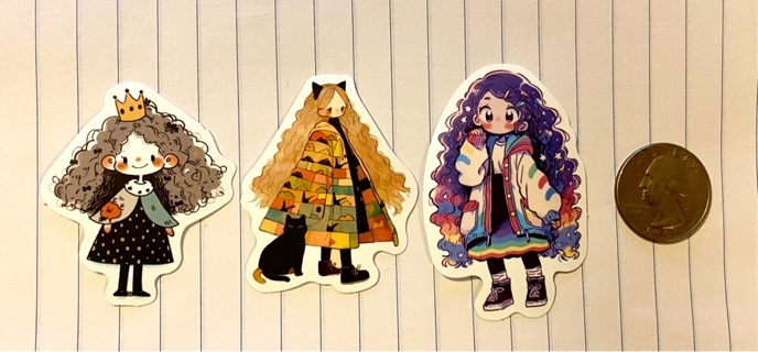 3 pc girl stickers