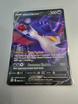 Pokemon Honchkrow V 088/172 rare holo card