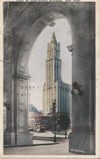 Vintage Used Postcard: 1925 Woolworth Building, NYC, NY