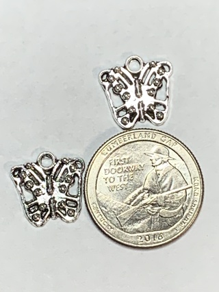 BUTTERFLY CHARMS~#15~SILVER~SET OF 2 CHARMS~SET 3~FREE SHIPPING!