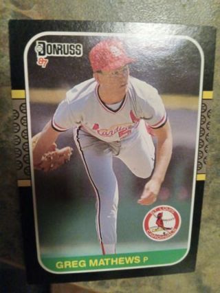 1987 DONRUSS GREG MATHEWS ST. LOUIS CARDINALS BASEBALL CARD# 208