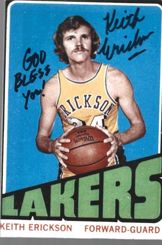 KEITH ERICKSON LAKERS AUTOGRAPHED 4X6 PHOTO