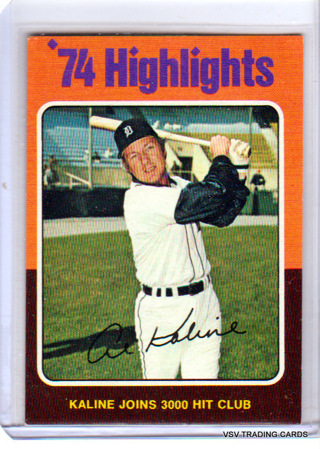 Al Kaline, 1975 Topps Joins The 3,000 Hit Club Baseball Card #4, Detroit Tigers