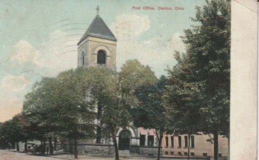 Vintage Used Postcard: gin z: 1912 Post Office, Canton, OH