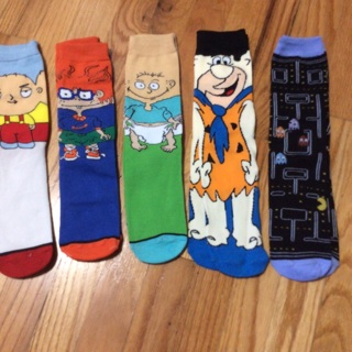 Brand New. 5 Pairs of Crew Adult Cartoon Pattern Unisex Socks.