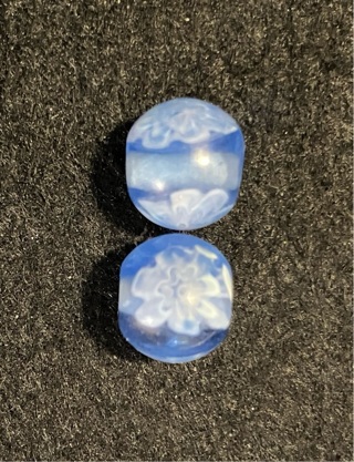 2 Blue Glass Flower Beads