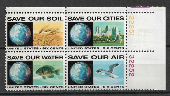 1970 Sc1410-3 Anti-Pollution MNH block of 4