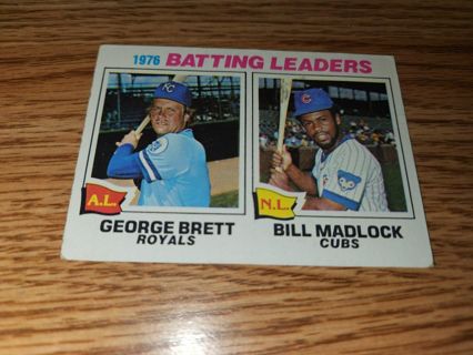 1977 Topps Baseball 1976 AL Batting leaders George Brett and Bill Madlock #1,Fair shape, Free Ship!