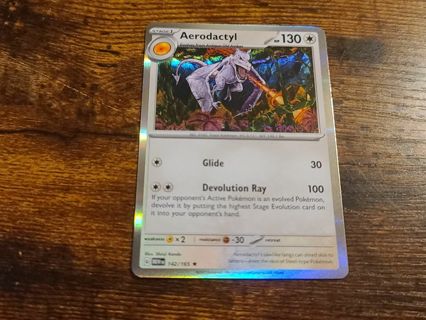 Pokemon Aerodactyl 142/165 holo rare card