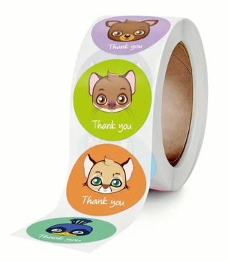 ⭕NEW⭕(32) 1" CUTE ANIMAL FACE THANK YOU STICKERS!!⭕